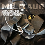 Black strapkeepers to keep your straps organized.  Shown in use on a bag.