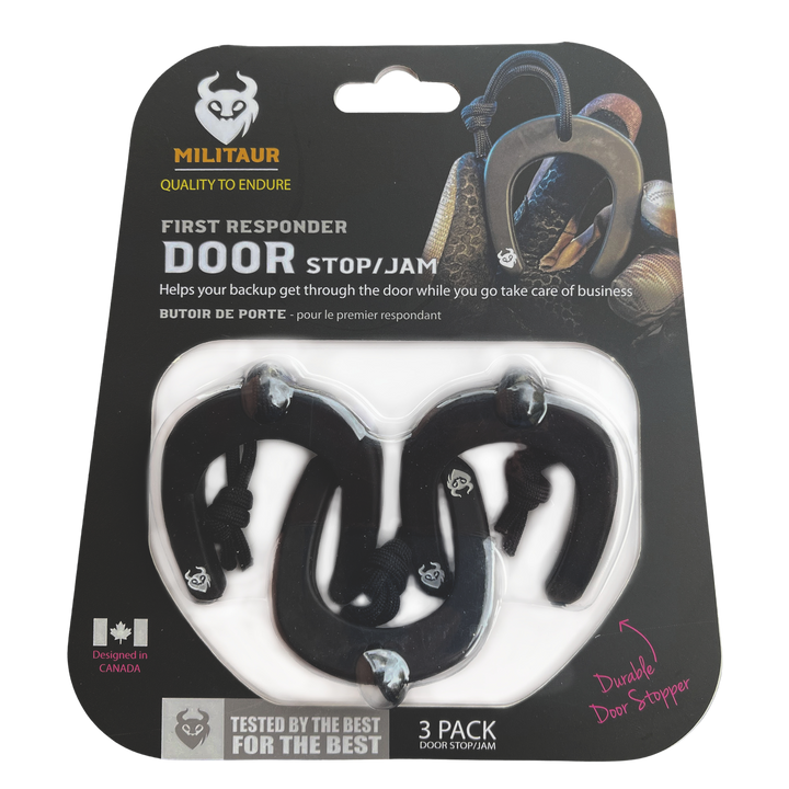 Militaur first responder door stops in 3 pack black used as a wedge or door jam