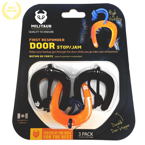 MILITAUR first responder door stop 3-pack multi color pack with 2 black and 1 orange