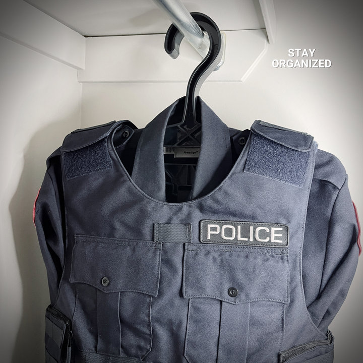 police uniform on a Militaur hanger