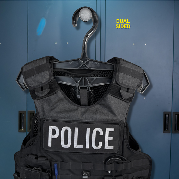 the militaur adjustable hanger is dual sided holding a plate carrier