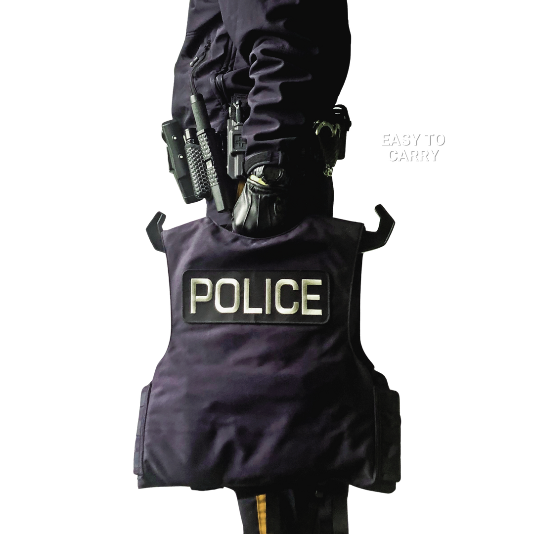 police officer carrying a militaur heavy duty hanger