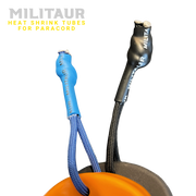 Militaur heat shrink tubes available in black or blue for permanent paracord casing