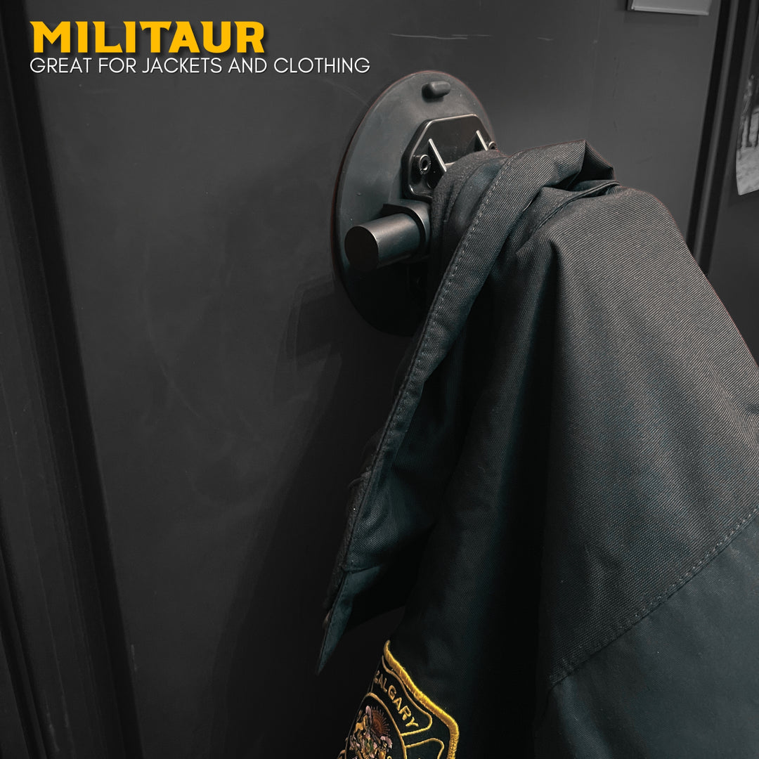 militaur suction handle holding a patrol jacket