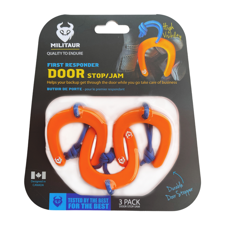 Militaur first responder door stop / jam in high visibility orange 3 pack great for ems emt and fire fighters