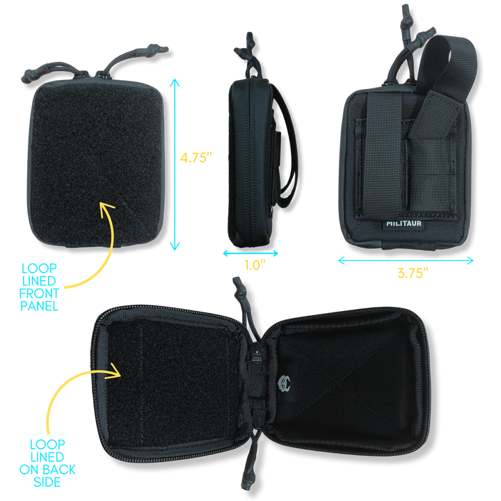 dimensions of loop faced mini-pouch